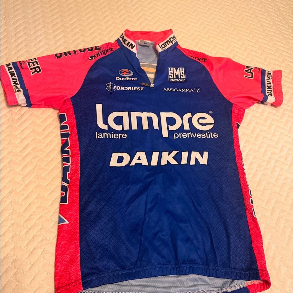 Unisex vintage Italy Santini  Cycling Jersey - Blue & Pink